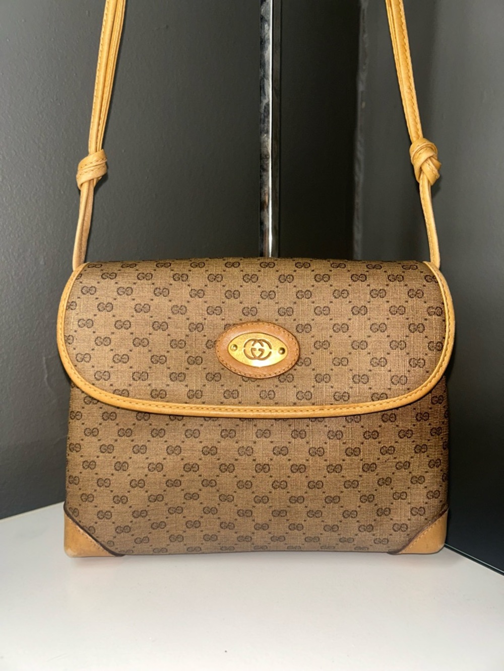 Vintage 80s Gucci Micro GG Crossbody Bag